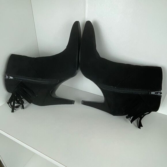 Nine West Pureheart2 Fringe Trim Ankle Boots 7.5 Black - Picture 9 of 11